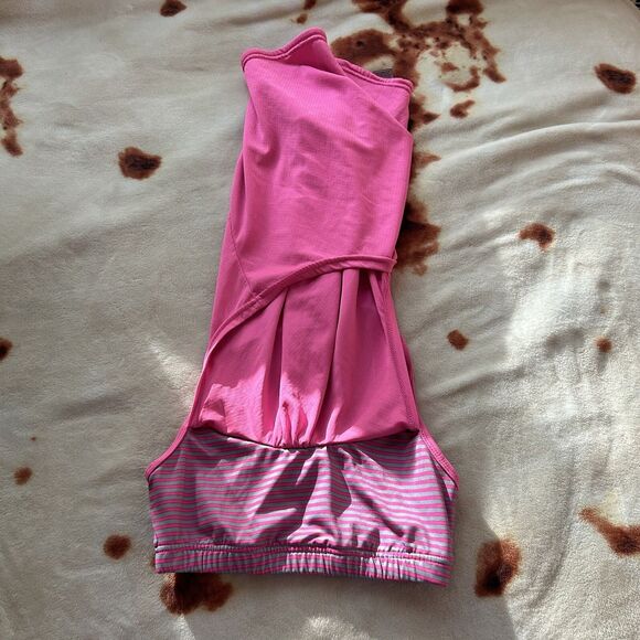 Champion tank top with built in sports bra sz Medium Pink Stripe - Picture 6 of 6